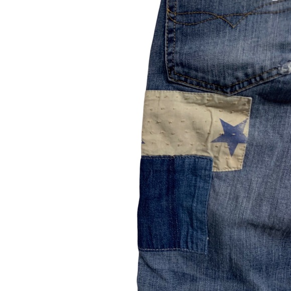 POLO RALPH LAUREN WAVERLY PATCHWORK STRAIGHT CROPPED BLUE DENIM JEANS - Picture 15 of 16